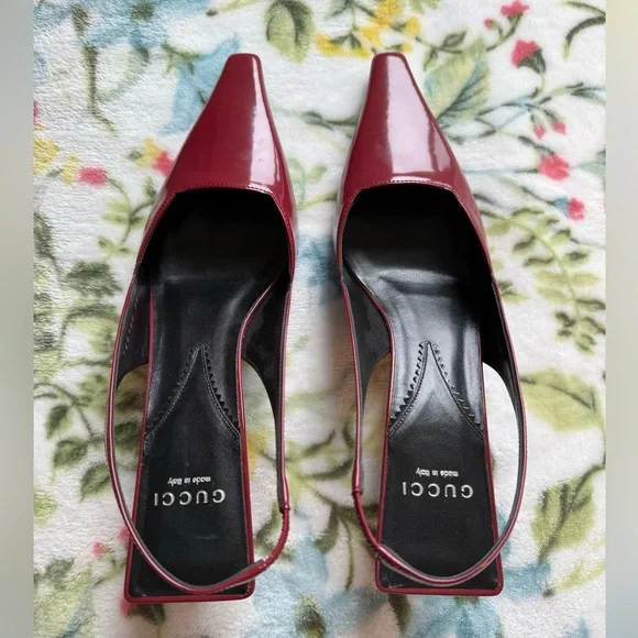 NWT - Gucci Burgundy Patent Leather Slingbacks - Size 38 - Picture 8 of 10